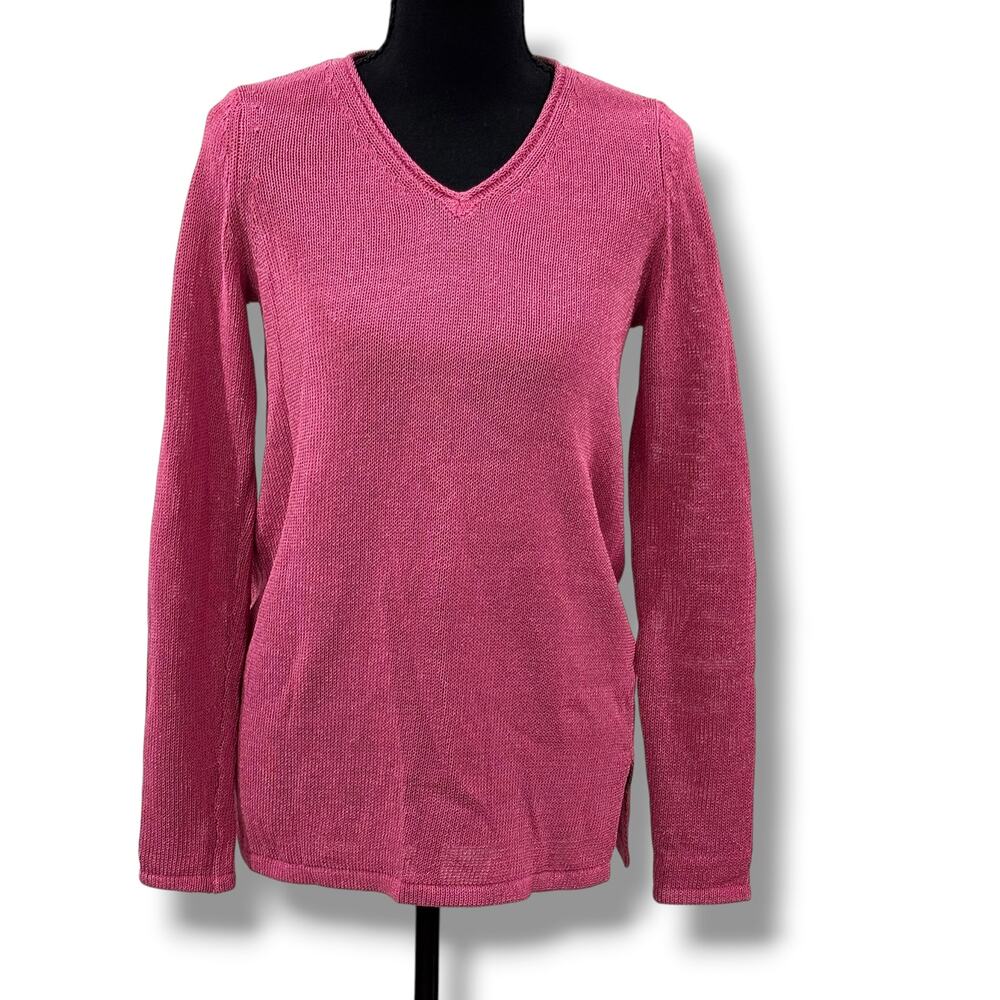 J McLaughlin Callum Pink V-Neck Sweater Azalea Relaxed Size XS S NWT $198